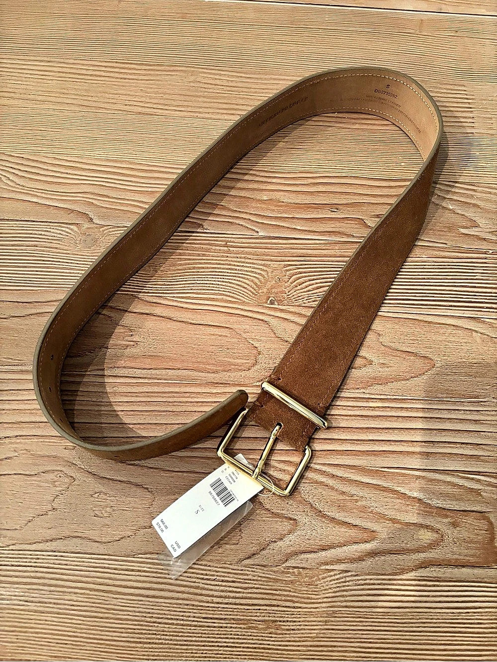 Anthropologie Square-Buckle Suede Belt Brown Small